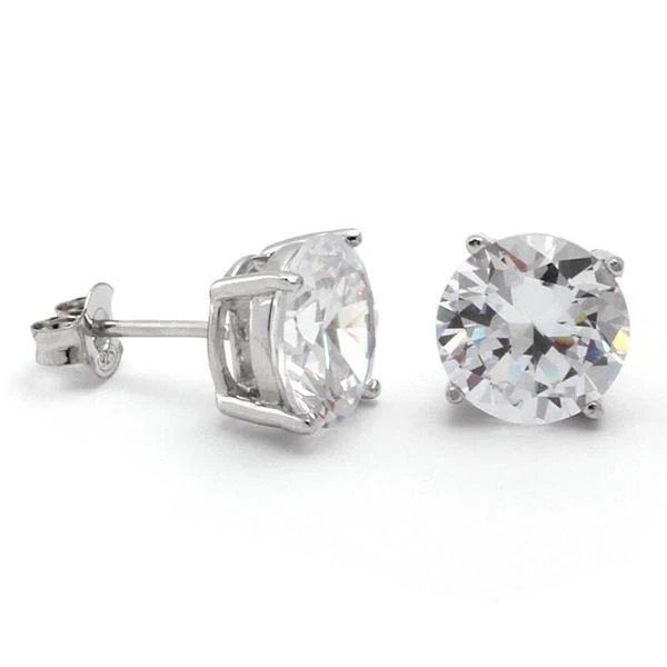 King Ice Brilliant-Cut Solid Gold Stud Earrings - White Gold - WHITE GOLD